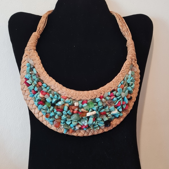 Adametu Jewlery Collection Jewelry - Leather Bib Necklace